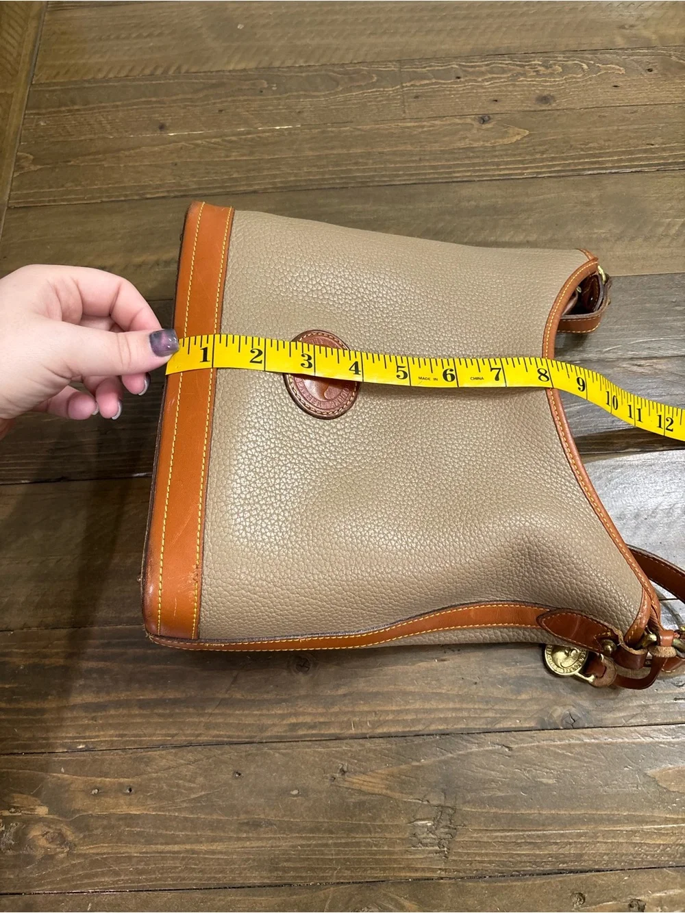 Dooney & Bourke Vintage Taupe Pebbled Leather Hobo Bag